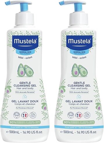 Mustela Gentle Cleansing Gel - Baby Wash for Delicate Skin and Hair - Newborn-Safe Cleanser - Made with with Natural Avocado Perseose - 1 or 2-Pack - Various Sizes in Saudi Arabia