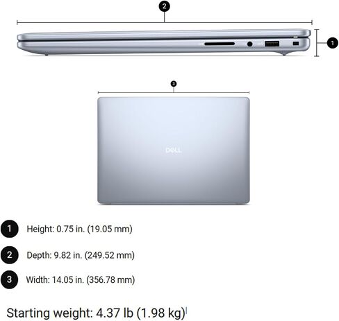 Dell Inspiron 16 5635 Laptop - AMD Ryzen 7-7730U, QHD 16 inch, 16GB LPDDR4x RAM, 1TB SSD, AMD Radeon Graphics, Windows 11 Home, 1 Year Premium Support - Platinum Silver in Saudi Arabia