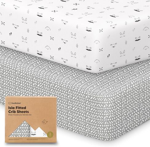 2-Pack Bamboo Crib Sheets for Boys, Girls - Jersey Fitted Crib Sheet, Organic Baby Crib Sheets Neutral, Crib Mattress Sheet, Toddler Bed Sheets, Baby Sheets for Crib, Unisex Crib Fitted Sheet (Khaki) in Saudi Arabia