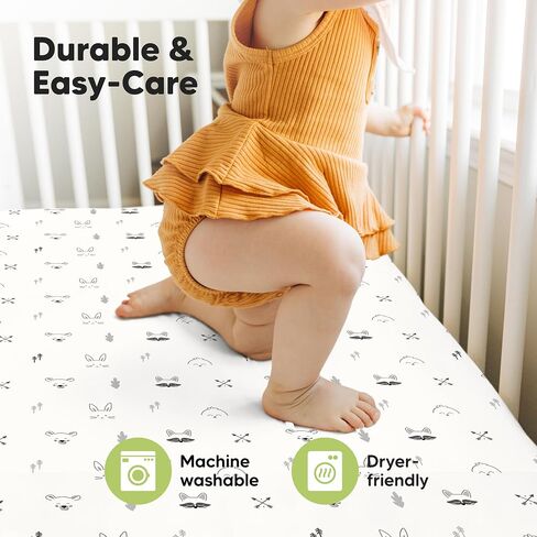 2-Pack Bamboo Crib Sheets for Boys, Girls - Jersey Fitted Crib Sheet, Organic Baby Crib Sheets Neutral, Crib Mattress Sheet, Toddler Bed Sheets, Baby Sheets for Crib, Unisex Crib Fitted Sheet (Khaki) in Saudi Arabia
