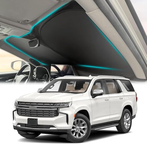 هيليت قابلة للطي الزجاج الأمامي sunshade لشيفروليه 2015-2020 تاهو ملحقات السيارة نافذة أمامية الظلال لتقليل حرارة السيارة الداخلية in Saudi Arabia