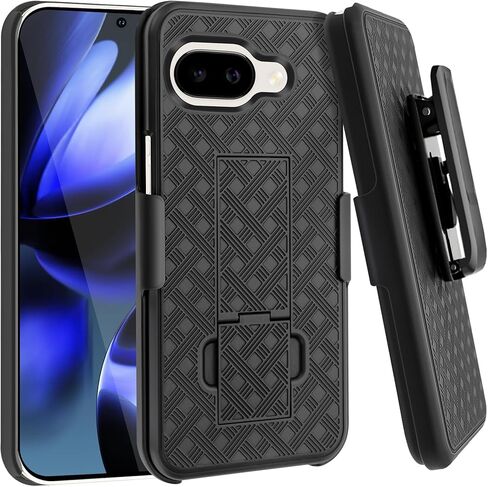 Fingic for Pixel 8 Case,Google Pixel 8 Case with Belt Clip Holster Case Slim Combo Shell with Kickstand Swivel Holster Rugged Shockproof Antiscratch Protective Cover Case for Google Pixel 8,6.2",Black in Saudi Arabia