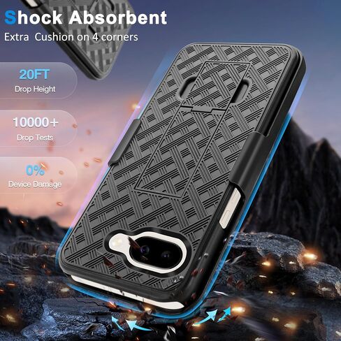 Fingic for Pixel 8 Case,Google Pixel 8 Case with Belt Clip Holster Case Slim Combo Shell with Kickstand Swivel Holster Rugged Shockproof Antiscratch Protective Cover Case for Google Pixel 8,6.2",Black in Saudi Arabia