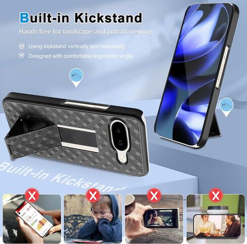 Fingic for Pixel 8 Case,Google Pixel 8 Case with Belt Clip Holster Case Slim Combo Shell with Kickstand Swivel Holster Rugged Shockproof Antiscratch Protective Cover Case for Google Pixel 8,6.2",Black in Saudi Arabia