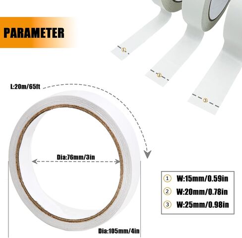 Double Sided Tape for Crafts, Double-Sided Tape for Arts, Scrapbook Supplies, Photography, Gifts Box, Scrapbooking, Card Making, Paper Backing, Tear-by-Hand, 6 Roll Heavy Duty Multi-Size Adhesive Tape in Kuwait
