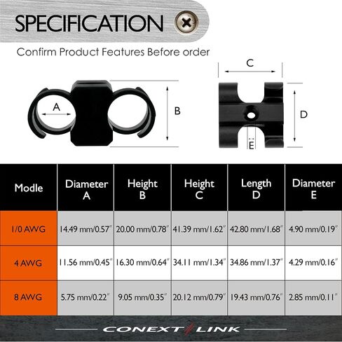 CCD0-4 Dual Cable Clip Clamp Fastening Wire Management 4 Pack (Dual 1/0 Gauge) in Kuwait