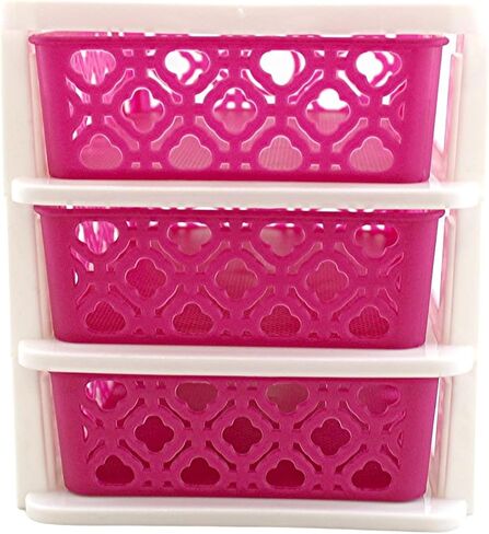 3 Drawer Basket Weave Mini Plastic Organizer Makeup HBA Cosmetics Arts & Crafts Desktop Stationary (Blue) in Saudi Arabia