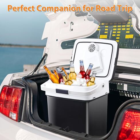 ZENY Mini Fridge Electric Cooler and Warmer for Car- 12V DC Car Refrigerator with Automatic Locking Handle, 28 Quart Portable Car Fridge for Travel and Camping in Saudi Arabia