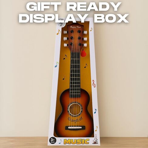 23" Acoustic Guitar, Kids 6 String Toy Guitar - Realistic Steel Strings - Beginner Practice First Musical Instrument for Children, Toddlers (Brown) in Kuwait