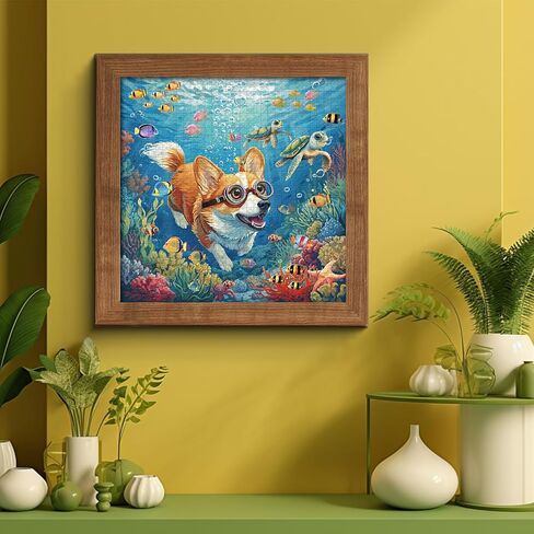 PICKFORU Cute Dog Puzzles for Adults 1000 Pieces and up, Corgi Puppy Puzzle Flower Puzzles for Adults, Funny Animals Puzzles as Art Wall Decor in Kuwait