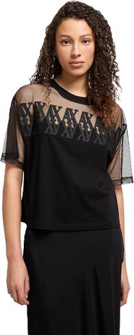 Armani Exchange Women's Cropped Mesh Logo Tee in Saudi Arabia