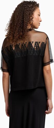 Armani Exchange Women's Cropped Mesh Logo Tee in Saudi Arabia