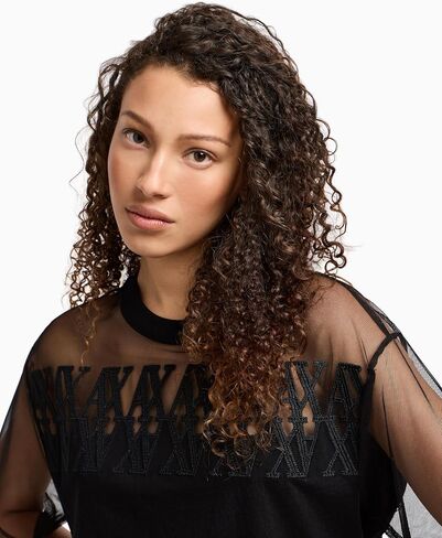 Armani Exchange Women's Cropped Mesh Logo Tee in Saudi Arabia