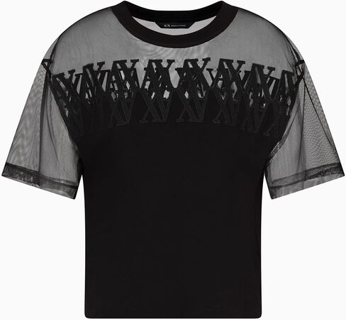 Armani Exchange Women's Cropped Mesh Logo Tee in Saudi Arabia