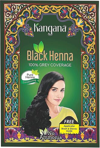 مسحوق الحناء الأسود من كانجانا لتغطية رمادية 100% مسحوق الحناء الأسود الطبيعي لصبغ الشعر/اللون | صبغة شعر حناء طبيعية - 6 أكياس بالداخل - إجمالي 60 جم ​​(2.11 أونصة) in Saudi Arabia