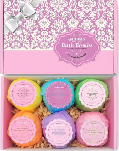 Bath Bombs Gift Set - 6 XXL Bubble Bath Fizzies (4.1 oz Each) with Natural Dead Sea Salt Cocoa and Shea Essential Oils - Best Gift Idea for Birthday, Mom, Woman, Girl, Him, Kids in Saudi Arabia