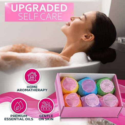 Bath Bombs Gift Set - 6 XXL Bubble Bath Fizzies (4.1 oz Each) with Natural Dead Sea Salt Cocoa and Shea Essential Oils - Best Gift Idea for Birthday, Mom, Woman, Girl, Him, Kids in Saudi Arabia