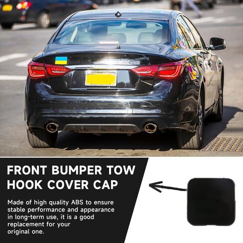 Rear Bumper Tow Hook Cover Cap for Infiniti Q50 2.0L L4 - Gas, 3.0L V6 - Gas, 3.5L V6 - Electric/Gas 2014-2017 | Durable and Sturdy | 85071-4GA0A | Tow Hook Eye Hole Cover Cap - Gray in Saudi Arabia