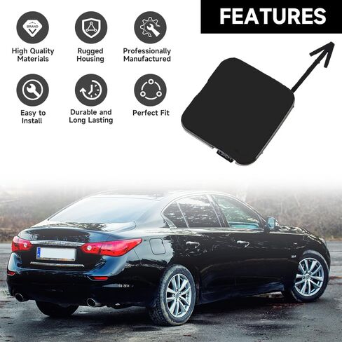 Rear Bumper Tow Hook Cover Cap for Infiniti Q50 2.0L L4 - Gas, 3.0L V6 - Gas, 3.5L V6 - Electric/Gas 2014-2017 | Durable and Sturdy | 85071-4GA0A | Tow Hook Eye Hole Cover Cap - Gray in Saudi Arabia