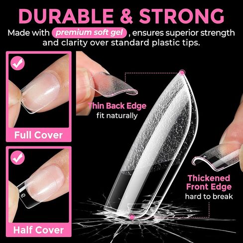 UNA GELLA Extra Short Square Fake Nails XS 216pcs Pre-shape Extra Short Square Press on Nails Extra Short Square Gel Tips for Full Cover Acrylic Short Square Nails False Nails For Nail Extension Home DIY Salon 12 Sizes Gelly Tips in Kuwait