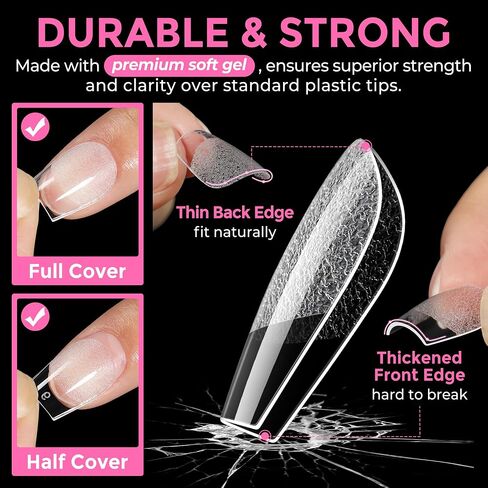 UNA GELLA Extra Short Coffin Nails XS 216pcs Pre-shape Extra Short Coffin Press on Nails Extra Short Coffin Gel Tips for Full Cover Acrylic Short Coffin Fake Nails False Nails For Nail Extension Home DIY Salon 12 Sizes Gelly Tips in Kuwait
