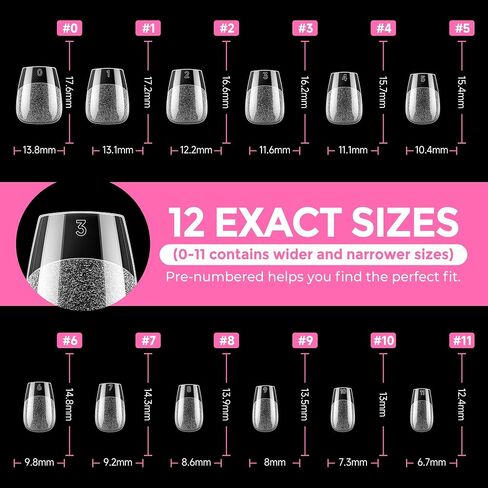 UNA GELLA Extra Short Coffin Nails XS 216pcs Pre-shape Extra Short Coffin Press on Nails Extra Short Coffin Gel Tips for Full Cover Acrylic Short Coffin Fake Nails False Nails For Nail Extension Home DIY Salon 12 Sizes Gelly Tips in Kuwait