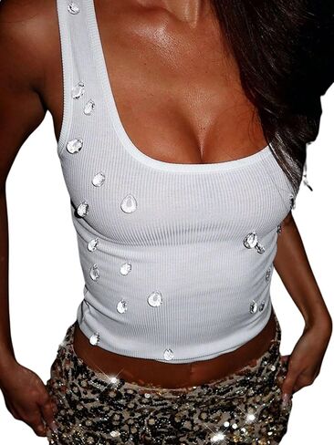 تتصدر محصول Verdusa Women's Crops Party Clubwear Clubwear Crystal Tank Top in Saudi Arabia