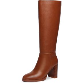 Women's Knee High Boots Square Toe Chunky Block Heel Womens Boots Fashion Side Zipper Comfort Tall Boots for Women in Saudi Arabia