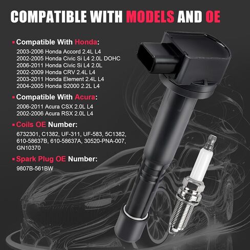 TXROMTZ Ignition Coil Pack Set of 4 Compatible with Toyota Chevrolet Pontiac Geo Corolla Matrix MR2 Celica GT Prizm Vibe 1999-2008 Replacement for UF247 UF315 C1249 1ZZFE 9091902239 in Kuwait
