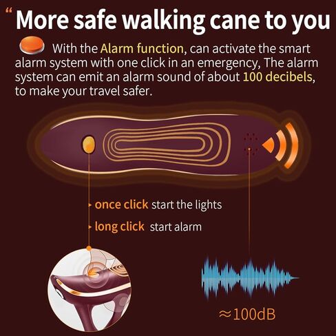 عصا قابلة للطي من ispuoocti، عصا إنذار ذكية قابلة للطي مع ضوء، عصا مشي أنيقة للنساء والرجال، عكاز قابل للتعديل لكبار السن، شحن مباشر عبر USB، خفيف الوزن ومحمول in Kuwait