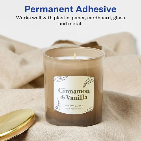 ملصقات مربعة مقوسة عاجية لؤلؤية من Avery مزودة بتقنية التغذية المؤكدة، طباعة على الحافة، 2 بوصة × 2-3/16 بوصة، 120 ملصقًا عاجيًا لؤلؤيًا، ملصقات قابلة للطباعة بالليزر/نفث الحبر in Kuwait