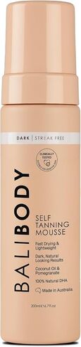 Bali Body Self-Tanning Mousse | Natural Looking Perfect Bronzed Shade | Streak-Free Green Based Tinted Self-Tanner | Fake Tan For All Skin Types – Dark/Ultra Dark, 200ml/6.7 fl oz in Saudi Arabia