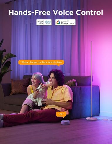 مصباح أرضي Govee RGBIC، مصباح زاوية LED يعمل مع Alexa، مصباح أرضي ذكي حديث مع مزامنة الموسيقى و16 مليون لون DIY، مصباح أرضي متغير اللون لغرفة النوم وغرفة المعيشة باللون الأسود in Kuwait