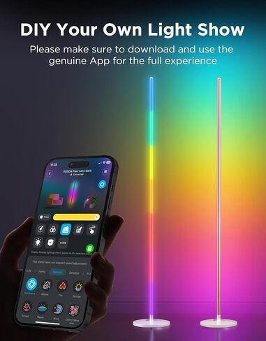 مصباح أرضي Govee RGBIC، مصباح زاوية LED يعمل مع Alexa، مصباح أرضي ذكي حديث مع مزامنة الموسيقى و16 مليون لون DIY، مصباح أرضي متغير اللون لغرفة النوم وغرفة المعيشة باللون الأسود in Kuwait