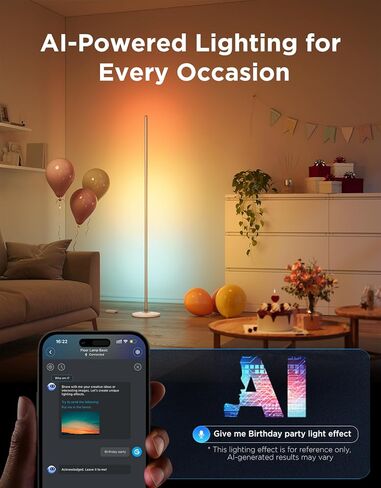 مصباح أرضي Govee RGBIC، مصباح زاوية LED يعمل مع Alexa، مصباح أرضي ذكي حديث مع مزامنة الموسيقى و16 مليون لون DIY، مصباح أرضي متغير اللون لغرفة النوم وغرفة المعيشة باللون الأسود in Kuwait