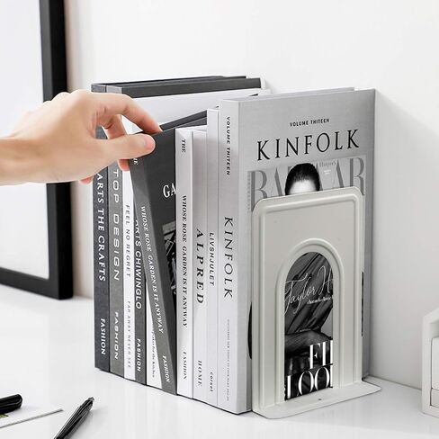 HappyHapi Book Ends نهايات معدنية للأرفف، 14 قطعة من نهاية الكتب لحمل الكتب شديدة التحمل، سوداء غير قابلة للانزلاق، سدادة حامل الكتب لرف المكتب المنزلي، 6.5 × 5.7 × 4.9 (7 أزواج، كبير) in Kuwait