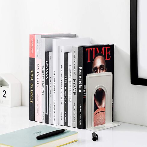 HappyHapi Book Ends نهايات معدنية للأرفف، 14 قطعة من نهاية الكتب لحمل الكتب شديدة التحمل، سوداء غير قابلة للانزلاق، سدادة حامل الكتب لرف المكتب المنزلي، 6.5 × 5.7 × 4.9 (7 أزواج، كبير) in Kuwait