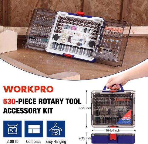 WORKPRO 530-Piece Rotary Tool Accessory Kit, Rotary Tool Bits for Easy Cutting, Grinding, Sanding, Polishing, Cleaning, Drilling, Carving and Engraving in Saudi Arabia
