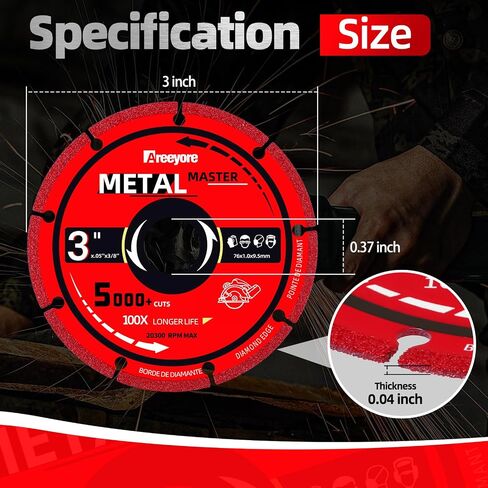 3 Cut Off Wheel Cutting Discs 3 inch Diamond Blade Cut Off Wheel for Metal Angle Grinder Discos para Cortar Metal 3Pack in Saudi Arabia