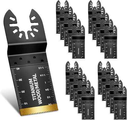 20pcs شفرات أدوات متذبذبة ، تذبذب الشفرات ذات التذبذب الشفرات الشفرات المتعددة الشفرات للبلاستيك المعدني ، ديوالت ريوبي فين ميلووكي （1 تيتانيوم بليد 19 شفرات خشبية） in Kuwait