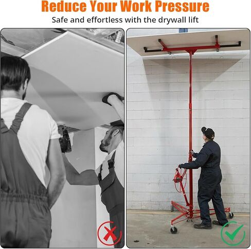 16FT Drywall Lift, 150 LBS Adjustable 4-9.5FT Telescopic Panel Hoist with Built-in Winch, Heavy Duty Drywall Sheetrock Lift with Locking Wheels for DIY & Installation in Saudi Arabia