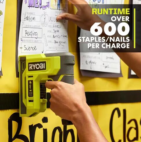 Ryobi USB Lithium 4-in-1 Stapler/Nailer Kit ، اللاسلكي مع بطارية 3AH ، 600+ من المواد الغذائية لكل شحنة ، مؤشر LED ، دليل الدقة in Saudi Arabia