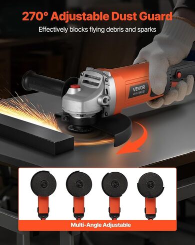 VEVOR Angle Grinder, 7" Electric Grinder Power Tool, 13Amps 8500RPM High-Speed Corded Angle Grinders with 270° Adjustable Dust Guard for Metal Grinding, Cutting, Rust Removal (Disc Not Included) in Kuwait