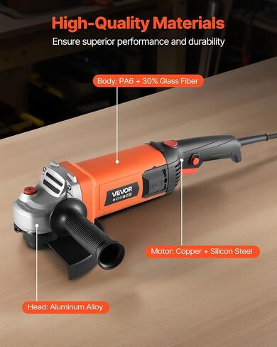 VEVOR Angle Grinder, 7" Electric Grinder Power Tool, 13Amps 8500RPM High-Speed Corded Angle Grinders with 270° Adjustable Dust Guard for Metal Grinding, Cutting, Rust Removal (Disc Not Included) in Kuwait