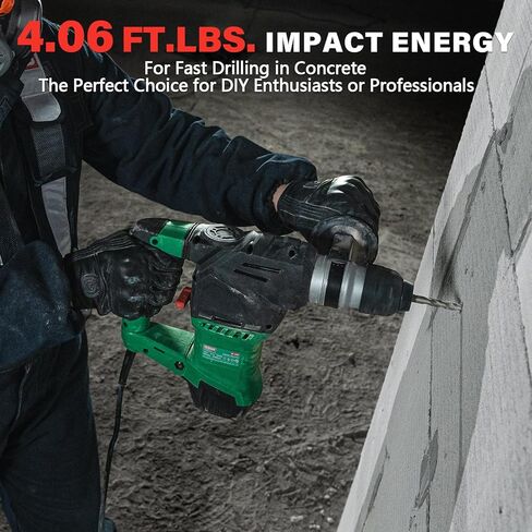 تدريبات مطرقة دوارة 1-1/4/4 "SDS-Plus ، 12.5 أمبير 3 وظائف تحكم في الاهتزازات الروتومارتيلو مع قابض أمان للخرسانة ، ويشمل 3 أجزاء من الحفر ، 2 زخارف ، حالة حمل. in Kuwait