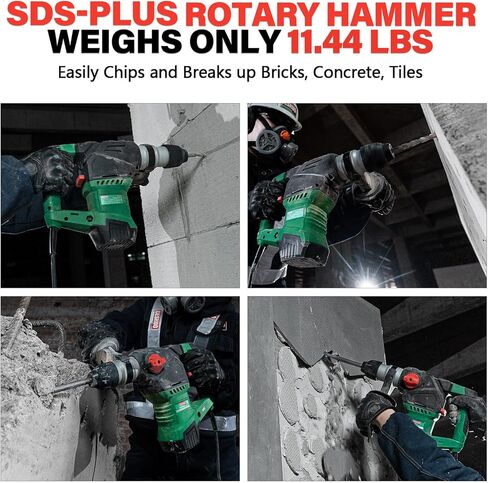 تدريبات مطرقة دوارة 1-1/4/4 "SDS-Plus ، 12.5 أمبير 3 وظائف تحكم في الاهتزازات الروتومارتيلو مع قابض أمان للخرسانة ، ويشمل 3 أجزاء من الحفر ، 2 زخارف ، حالة حمل. in Kuwait