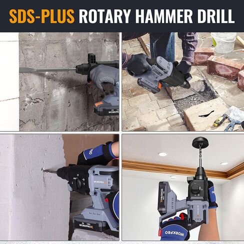 تدريبات مطرقة دوارة من Workprox 20V ، 7/8 "SDS-Plus ، 20J تمرين مطرقة للخرسانة مع 4 وظائف ، محرك بدون فرش ، بطارية 4.0AH وضوء LED ، حفر مطرقة SDS خفيفة الوزن للاستخدام المنزلي in Saudi Arabia