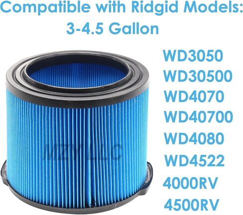 طقم استبدال مرشح VF3500 لـ Ridgid 3–4.5 جالون فراشي/جاف للمتجر - تشمل مرشحات VF3500 ، 26643 مرشح الرغوة ، يحل محل WD4050 WD3050 WD4080 WD4522 4000RV 4500RV WD4070 in Kuwait