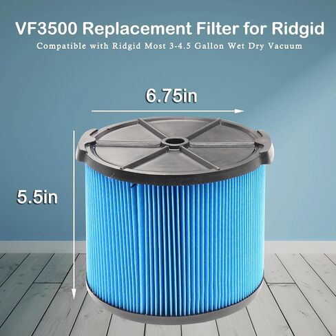 طقم استبدال مرشح VF3500 لـ Ridgid 3–4.5 جالون فراشي/جاف للمتجر - تشمل مرشحات VF3500 ، 26643 مرشح الرغوة ، يحل محل WD4050 WD3050 WD4080 WD4522 4000RV 4500RV WD4070 in Kuwait