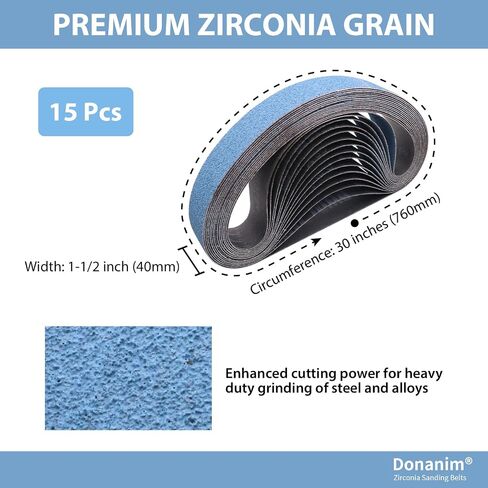 15 Pack 1-1/2 x 30" Zirconia Sanding Belts for Pipe Belt Sander, 1-1/2x30 Inch Sander Belts for Pipe Tube Polisher Sander, 1.5" x 30" Zirconia Metal Grinding Sand Belts for Polishing, 80 Grit in Kuwait